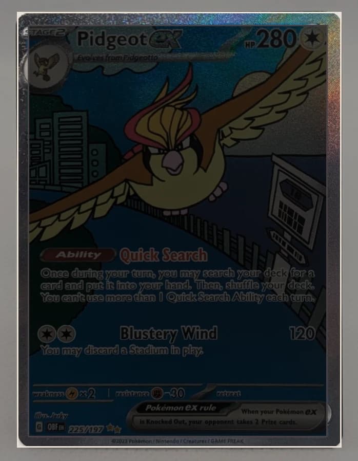 Pidgeot ex with centering borders detected by Centering Check