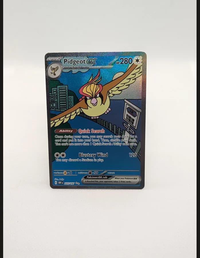 Pidgeot ex photographed on a white background