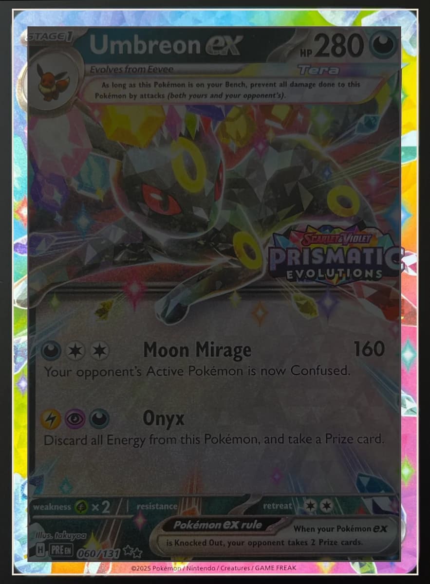 Umbreon ex (Tera) warped flat with its centering borders detected automatically