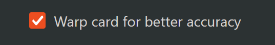 The Warp checkbox shown before an image is processed