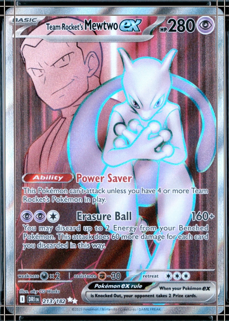 PSA 10 card, certificate 137647927: flattened scan with the card edge (solid cream) and the printed frame (solid dark). Measured 58/42 on the worst axis, past the 55/45 limit.