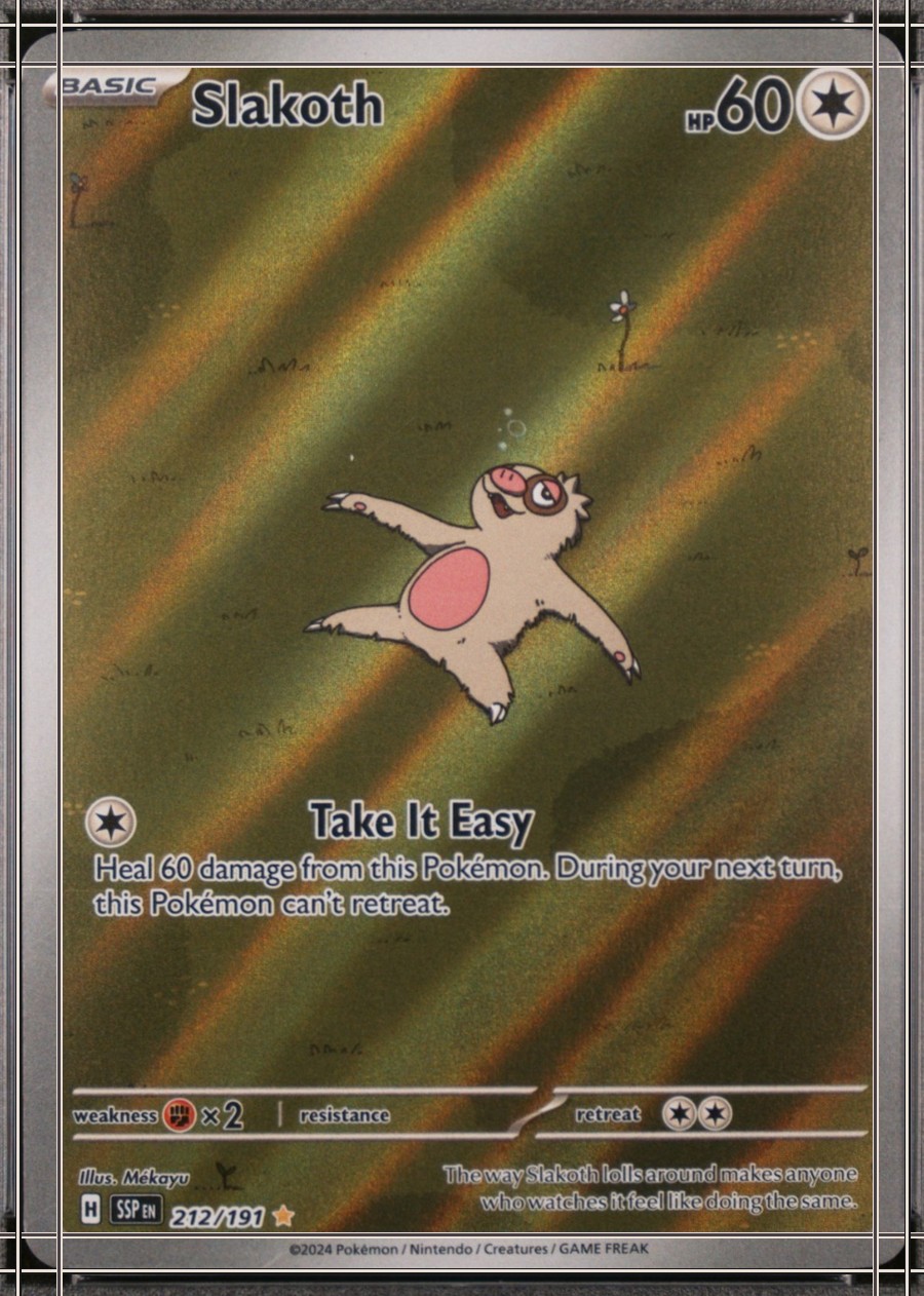 PSA 10 card, certificate 138600288: flattened scan with the card edge (solid cream) and the printed frame (solid dark). Measured 57/43 on the worst axis, past the 55/45 limit.