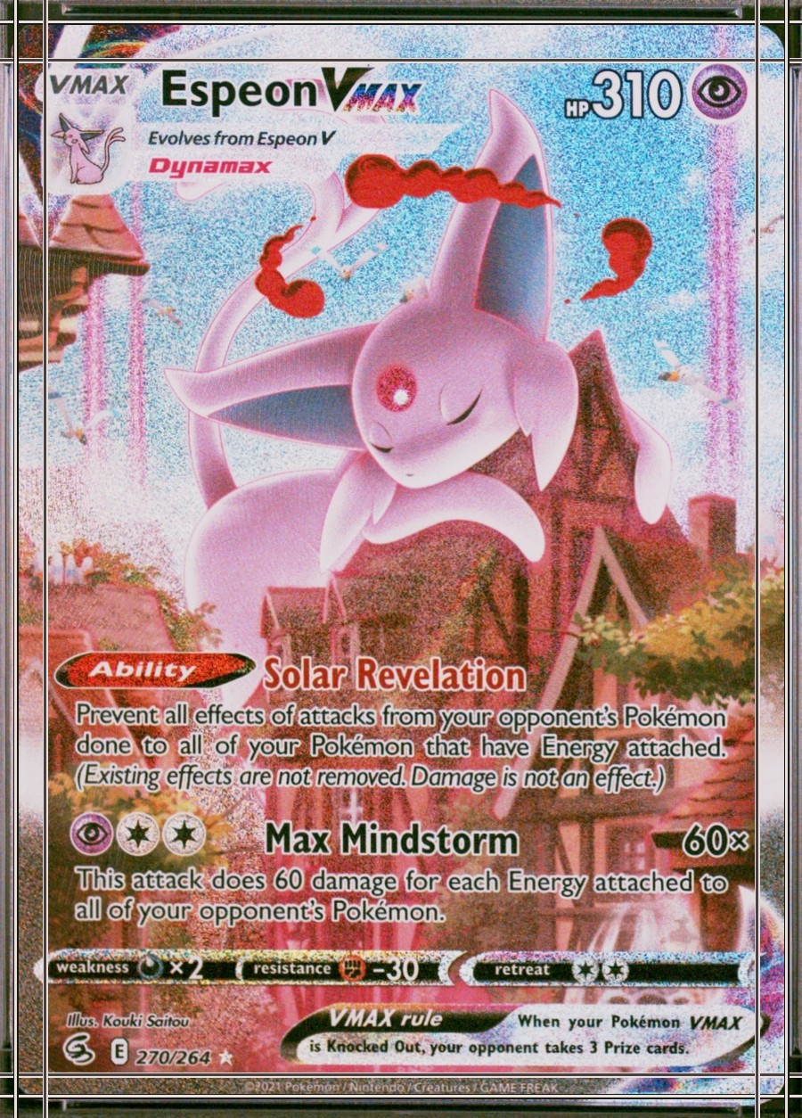 PSA 10 card, certificate 83903514: flattened scan with the card edge (solid cream) and the printed frame (solid dark). Measured 65/35 on the worst axis, past the 60/40 limit.